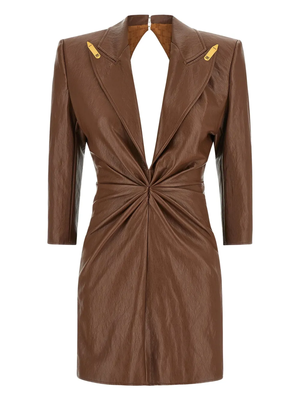 Elisabetta Franchi Mini-jurk met puntige revers Bruin
