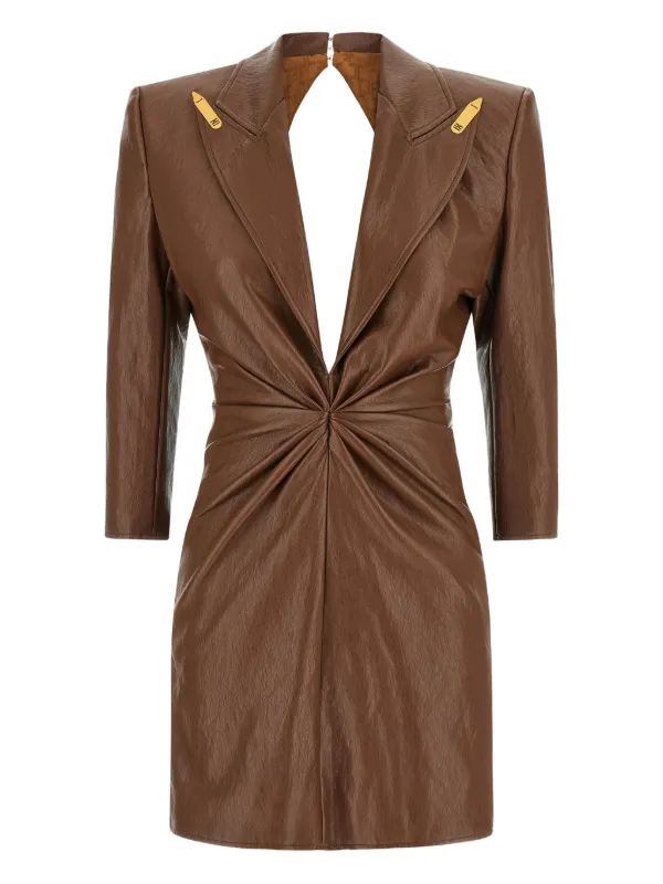 Elisabetta Franchi ピークドラペル ミニドレス | ブラウン