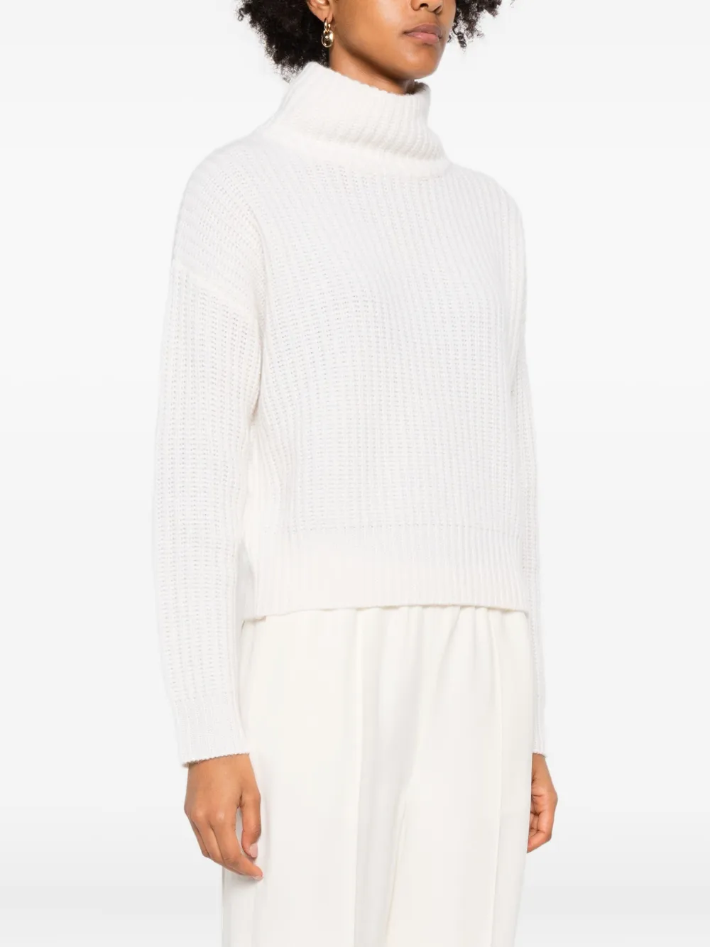 Lisa Yang Turtleneck Ribbed Sweater In White