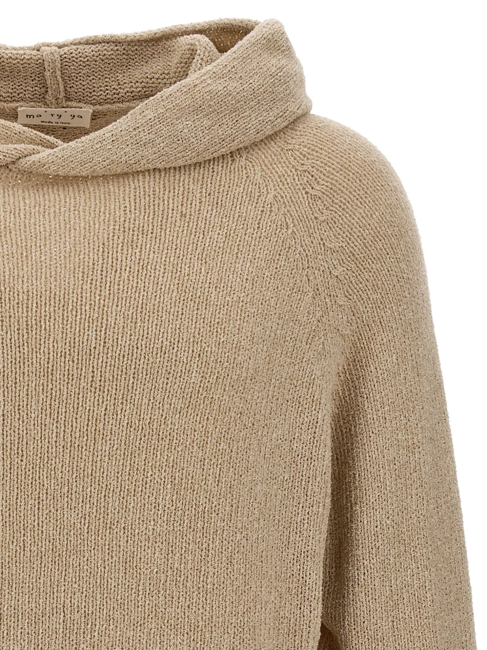 Ma'ry'ya Cashmere Blend Wool Hooded Sweater With Side Splits And Cuffed Sleeves In Gold