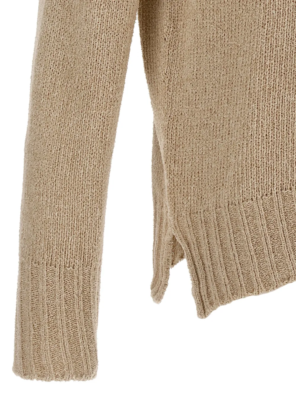 Ma'ry'ya Cashmere Blend Wool Hooded Sweater With Side Splits And Cuffed Sleeves In Gold