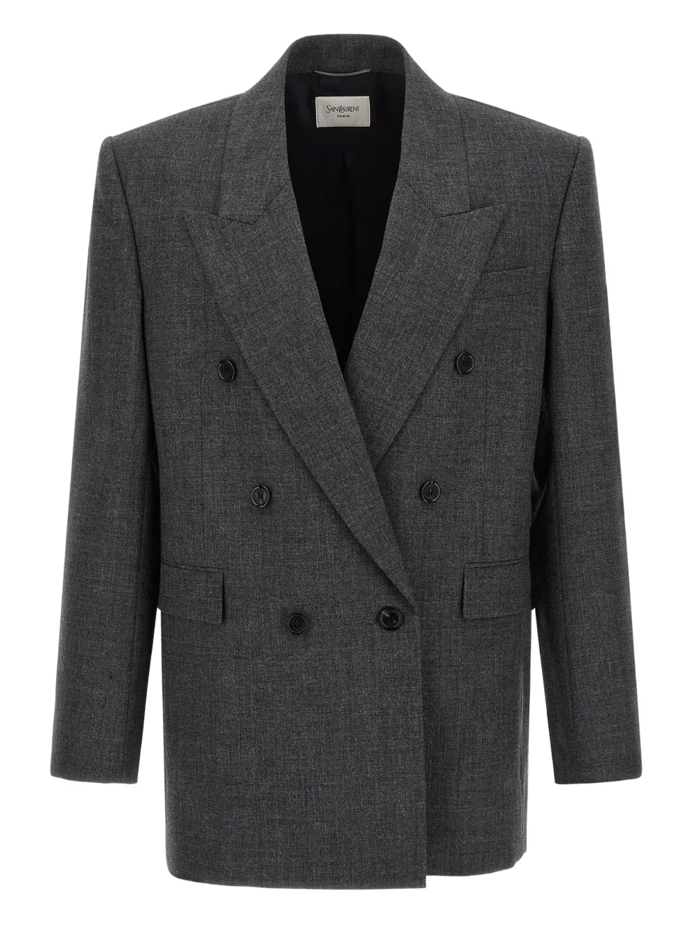Saint Laurent double-breasted peak-lapel blazer Grijs