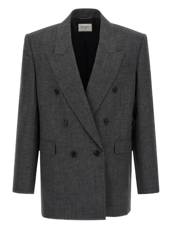 サンローラン ピークドラペルジャケット Saint Laurent ピークドラペル ダブルジャケット | グレー | FARFETCH JP