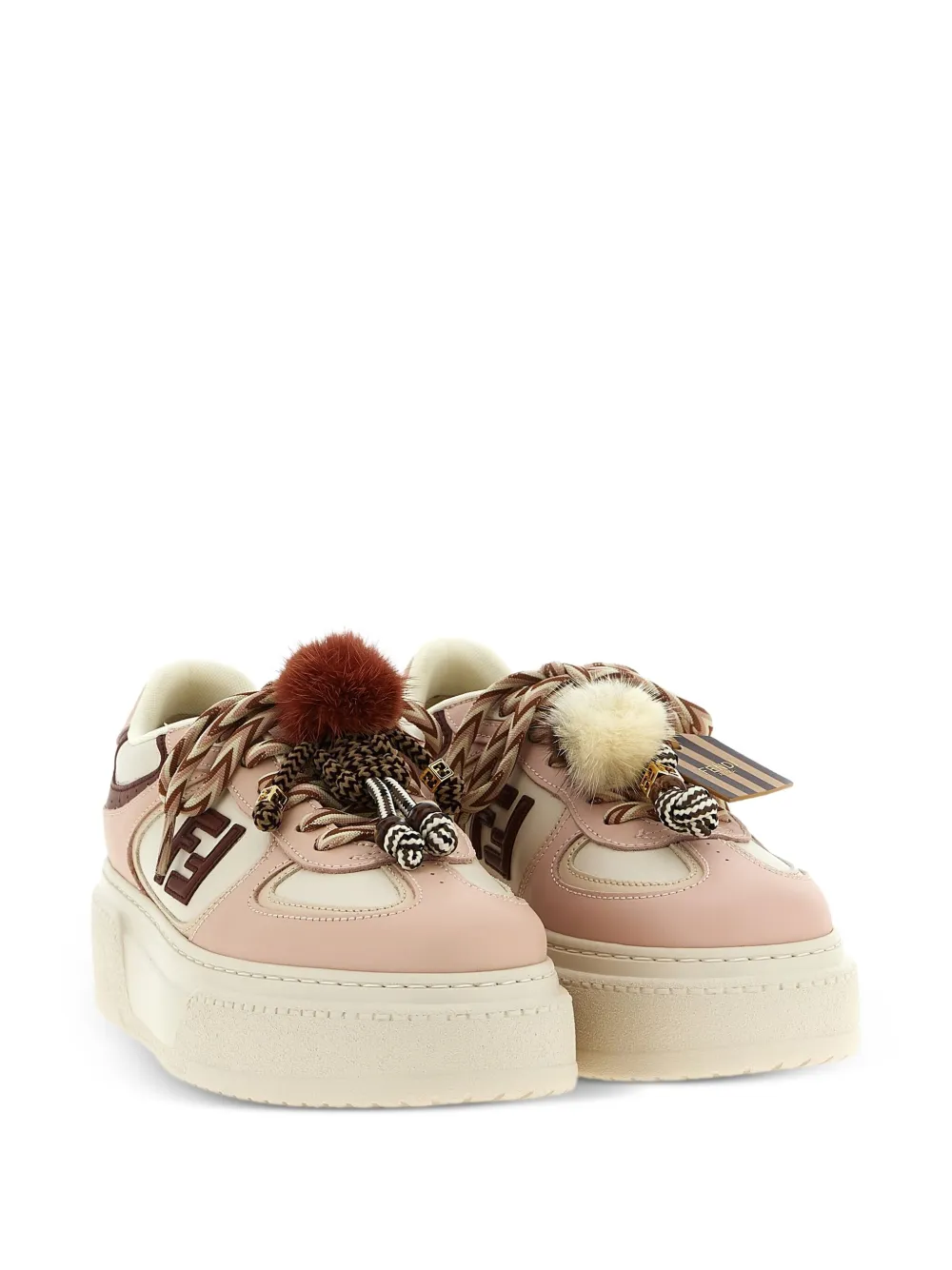FENDI platform logo trainers - Beige