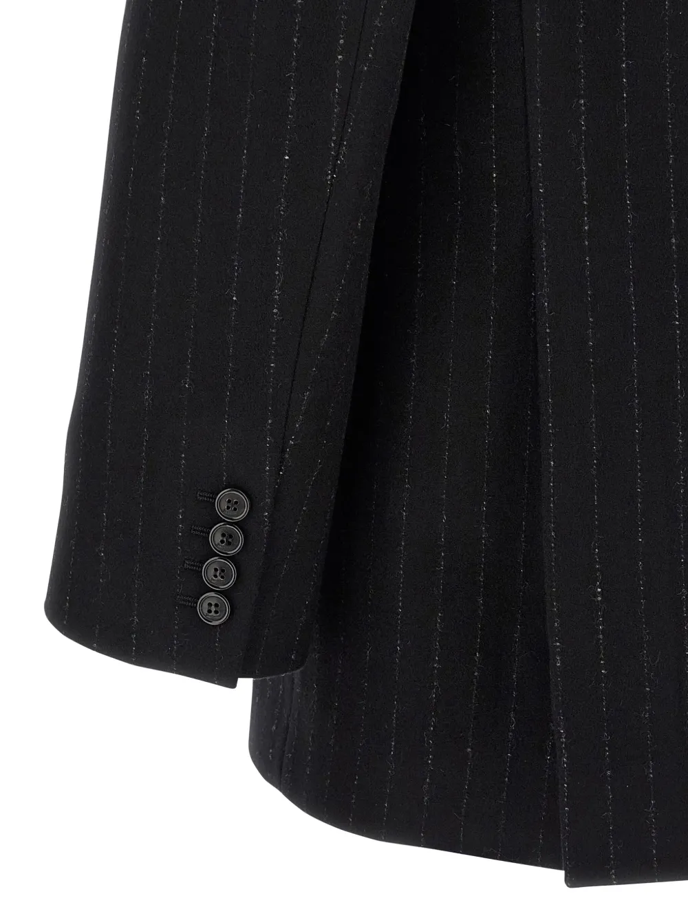 Saint Laurent Blazer met krijtstreep en dubbele rij knopen Zwart