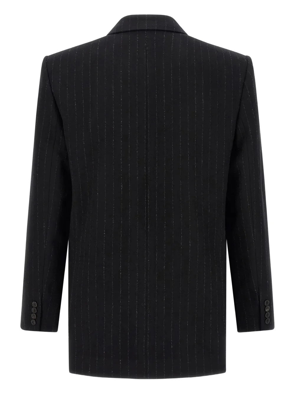 Saint Laurent Blazer met krijtstreep en dubbele rij knopen Zwart