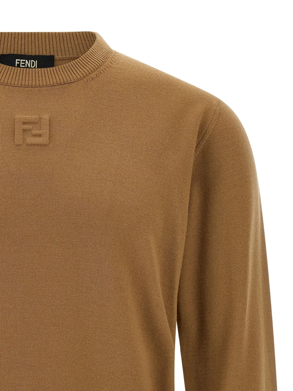 FENDI Trui met logo-reliëf en ronde hals Bruin