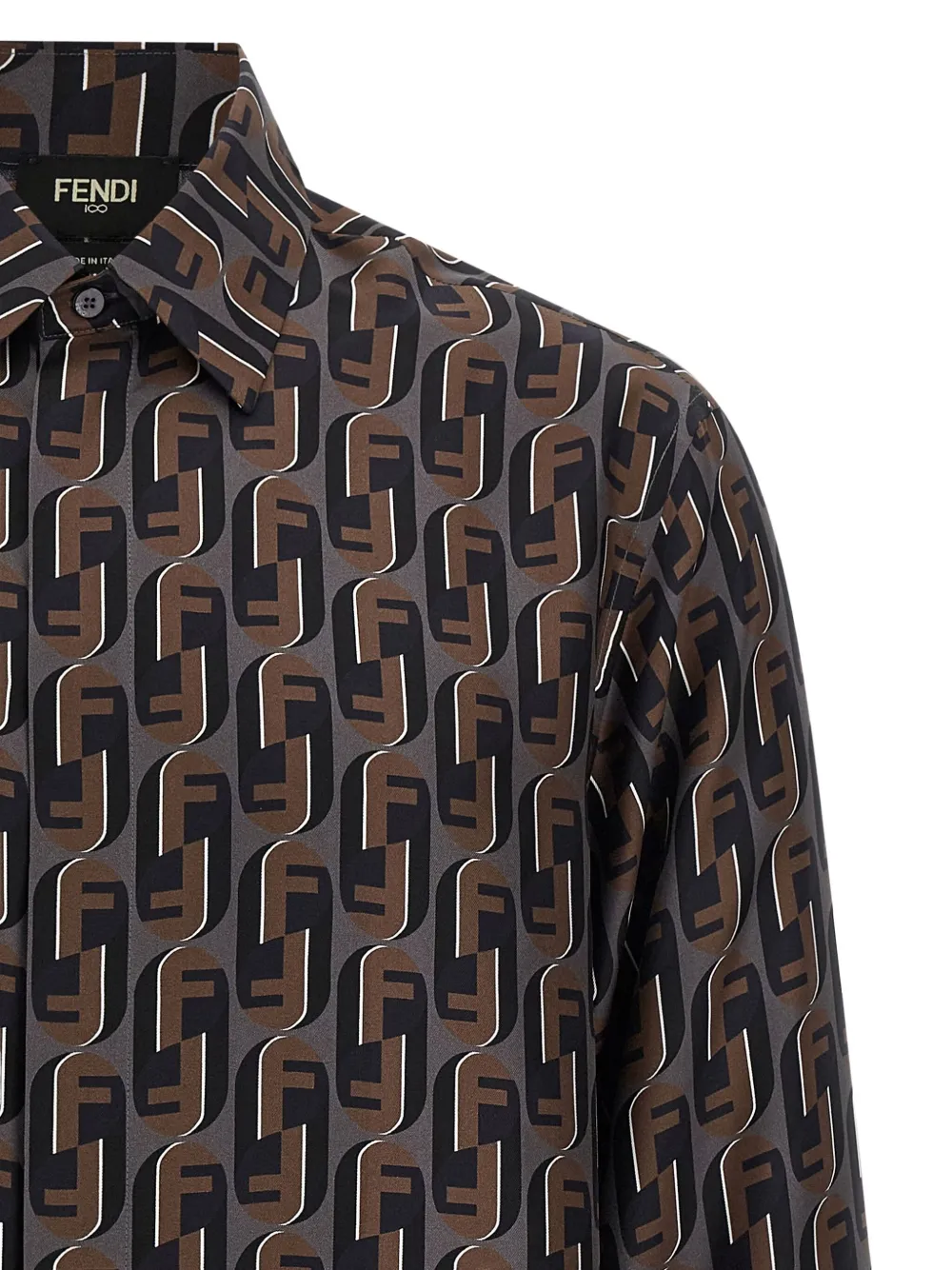 FENDI Overhemd met nity-print Bruin