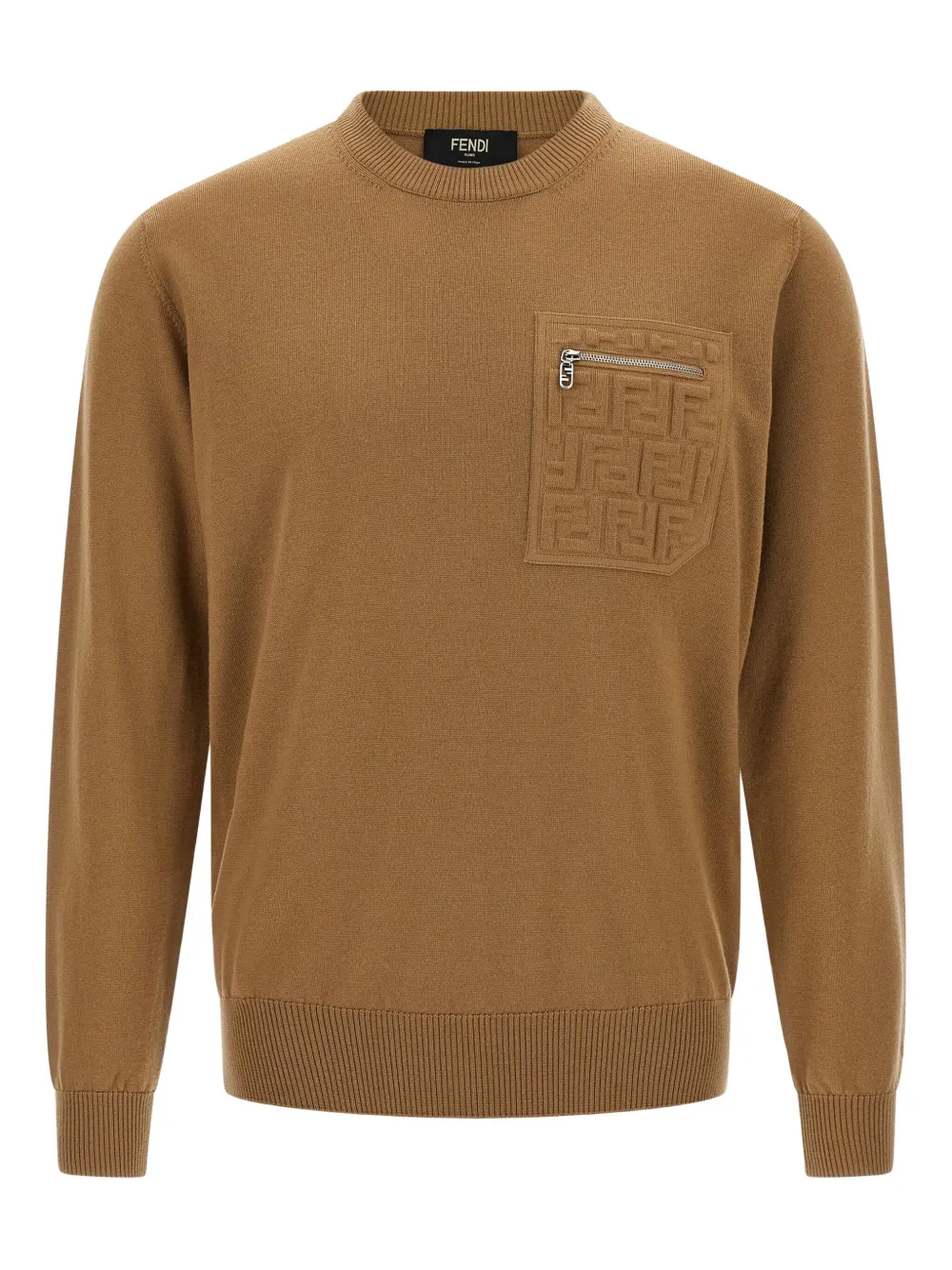 FENDI Wollen trui met zak met reliëf Beige