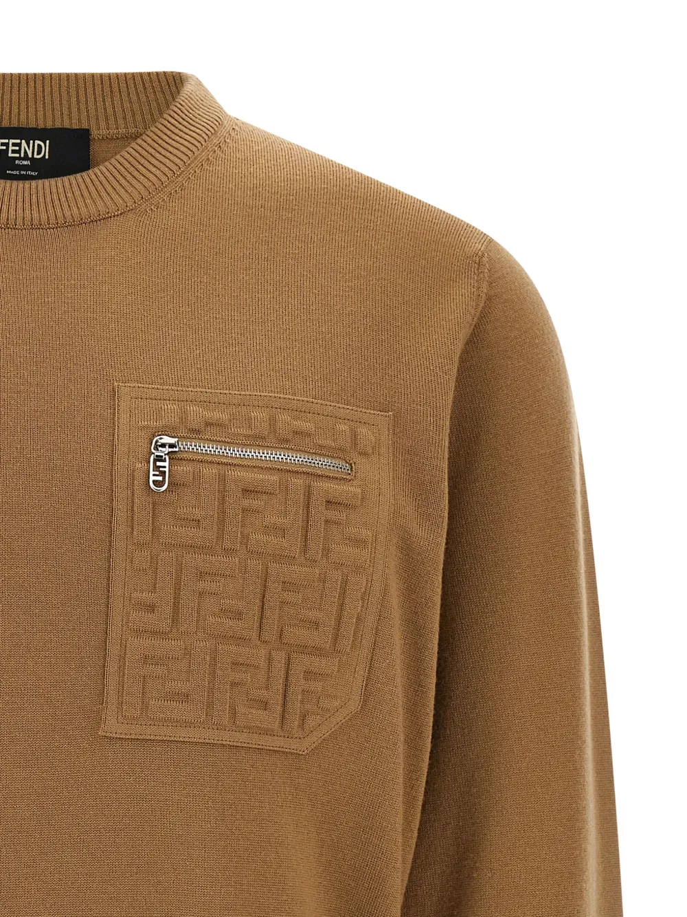 FENDI Wollen trui met zak met reliëf Beige