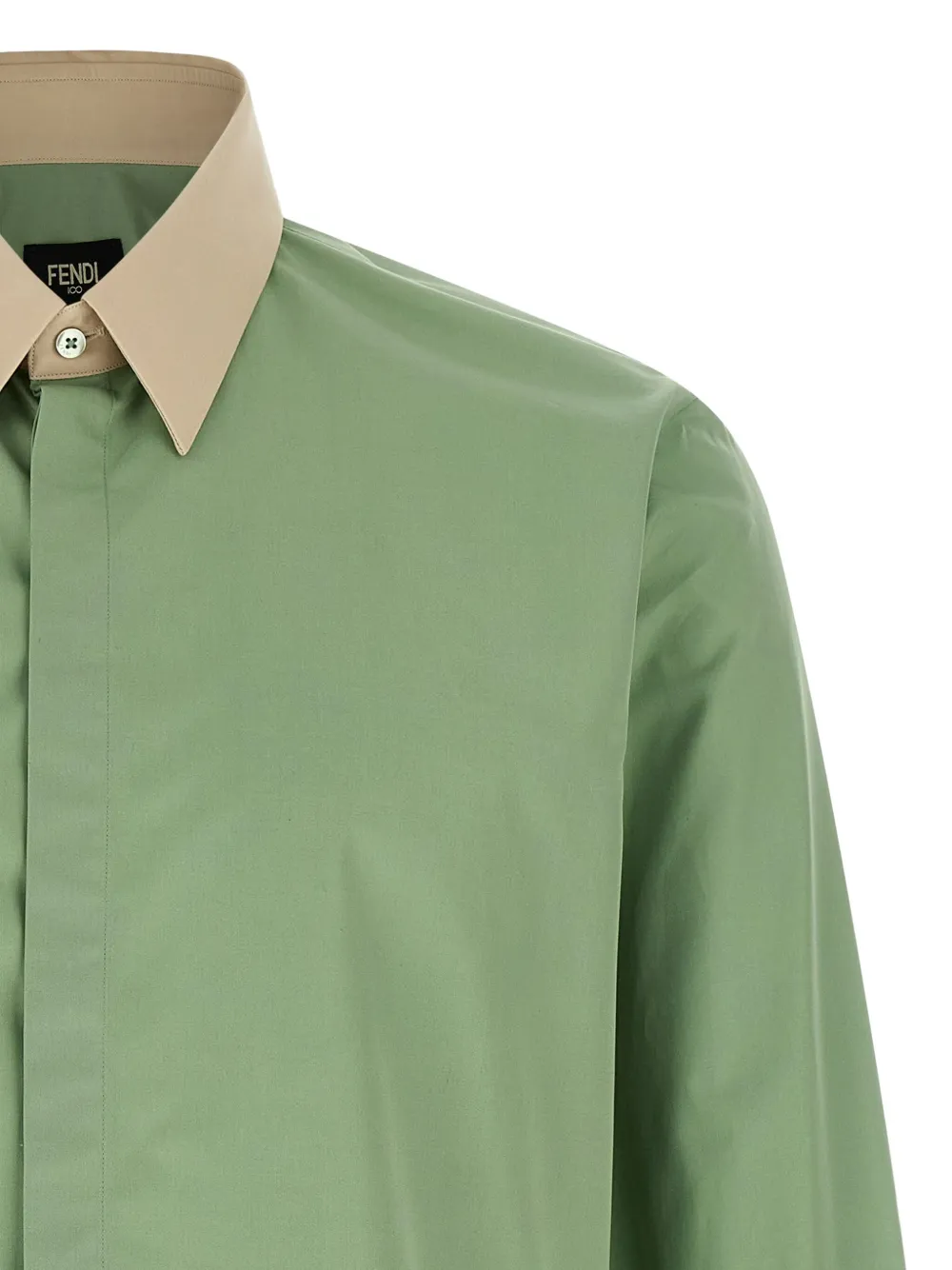 FENDI Overhemd met contrasterende kraag en geborduurd logo Groen