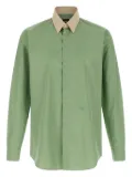 FENDI contrast-collar logo-embroidered shirt - Green