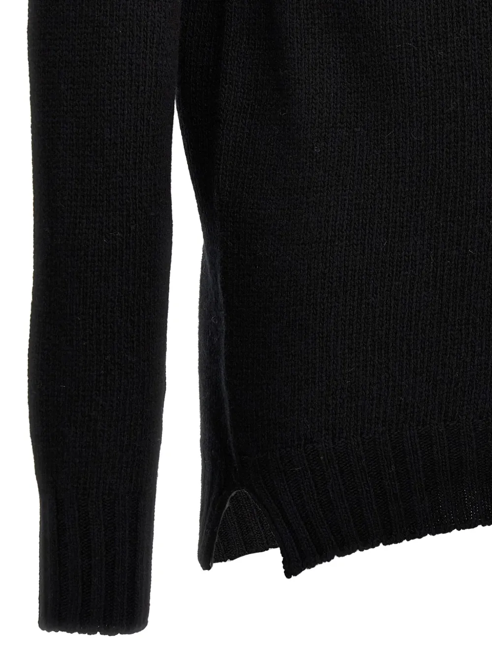 Ma'ry'ya Cashmere Blend Wool Sweater With Ribbed Detailing In Black