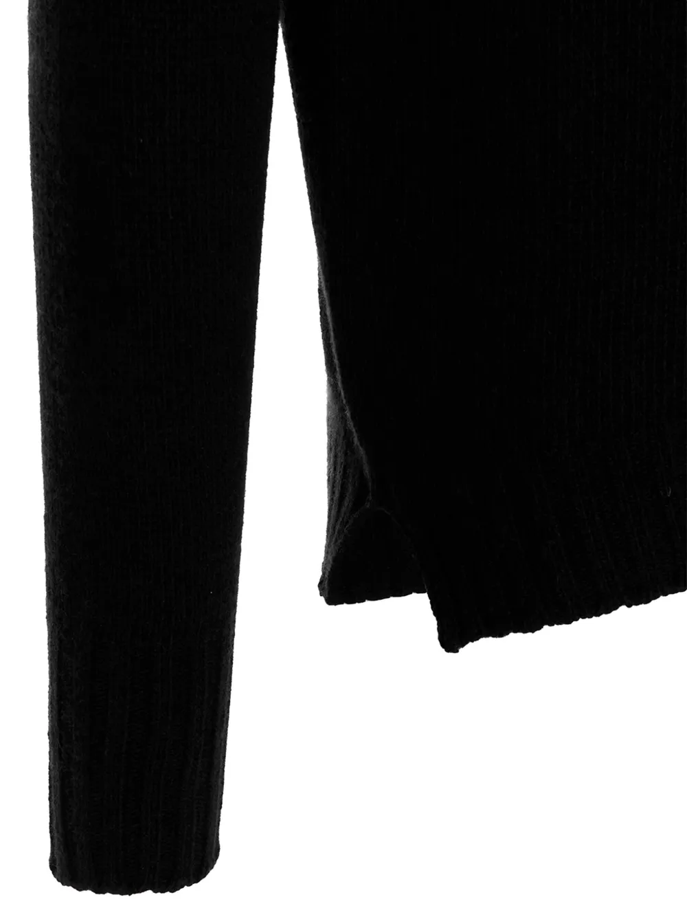 Ma'ry'ya Hooded Sweater With Side Splits And Long Cuffed Sleeves In Black