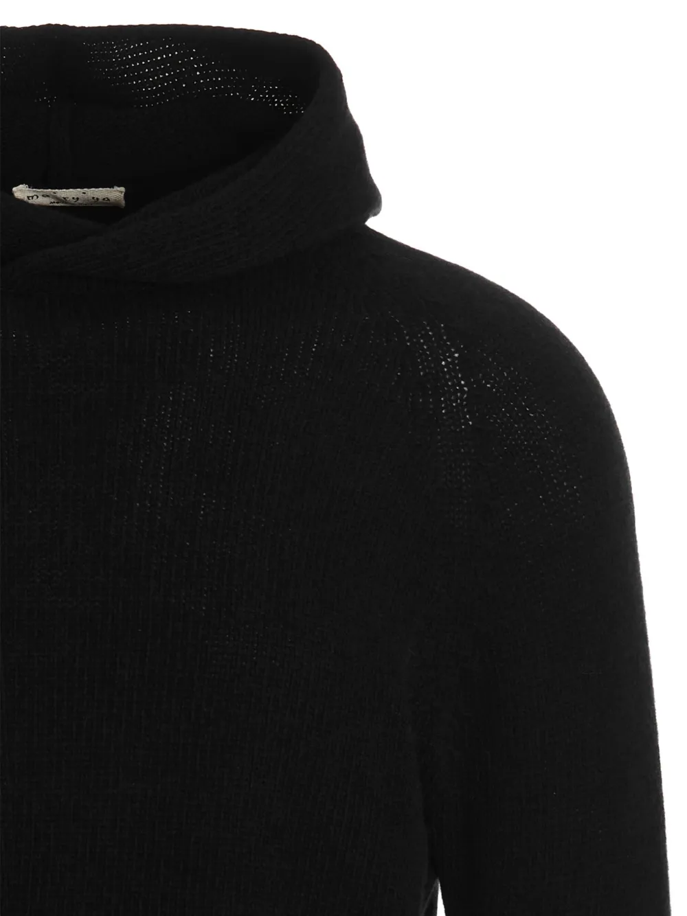 Ma'ry'ya Hooded Sweater With Side Splits And Long Cuffed Sleeves In Black