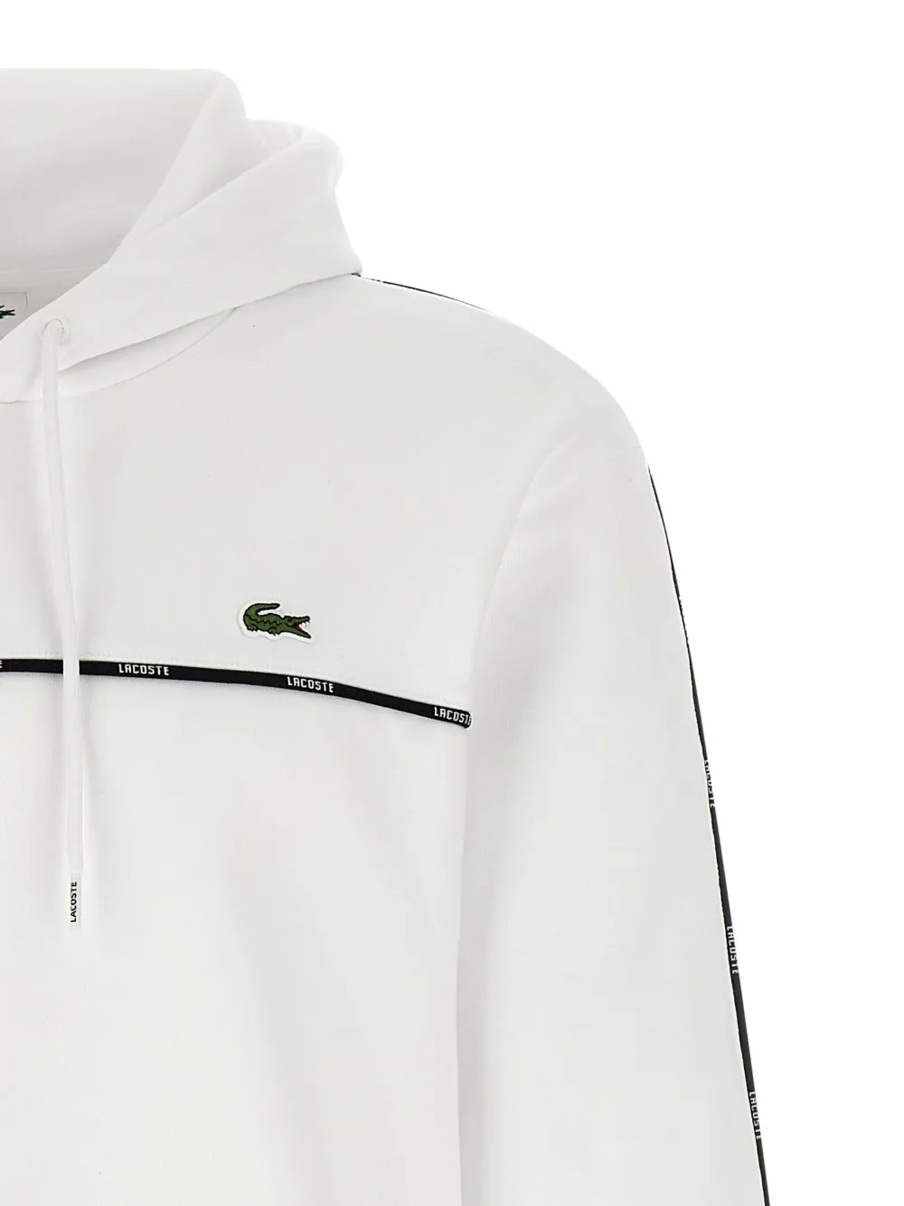 Lacoste Hoodie met band en buidelzak Wit