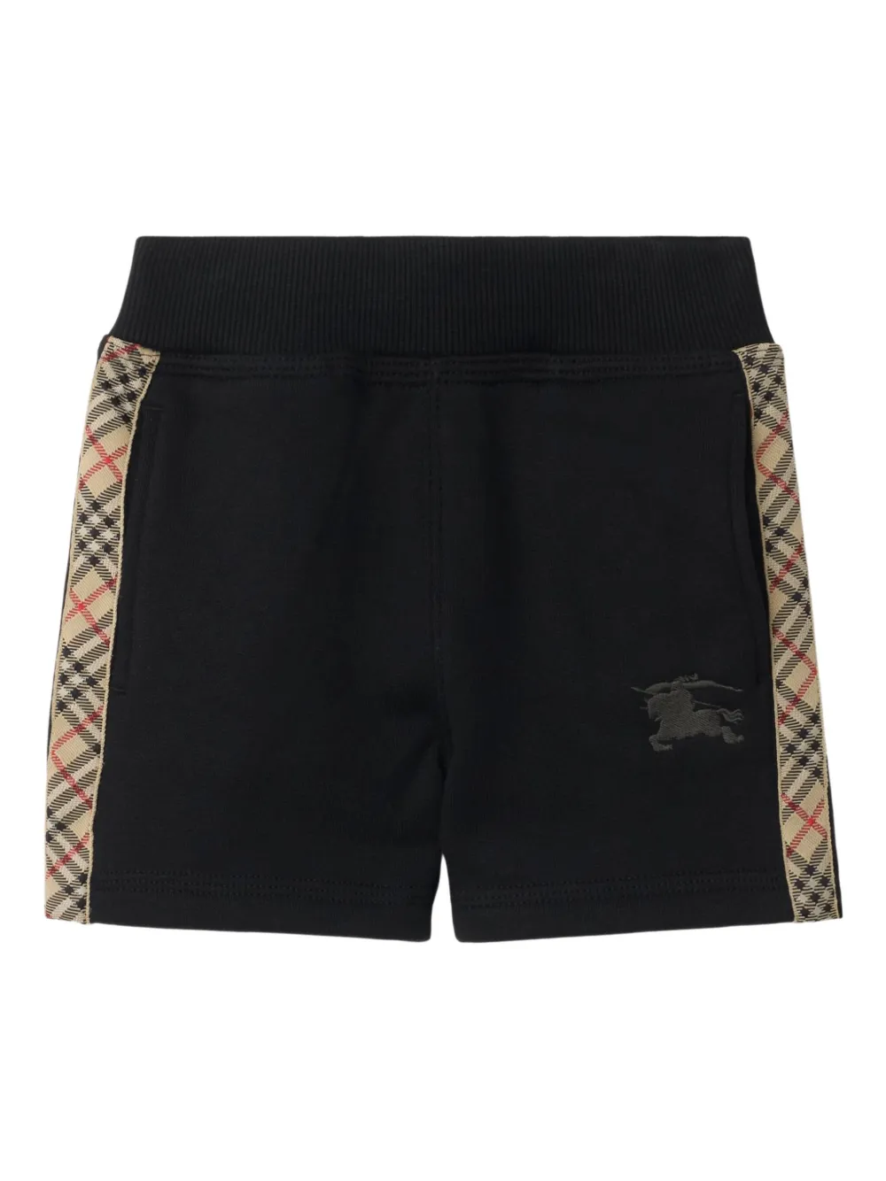 Burberry Kids check-trimmed knight-embroidered shorts | Black | Image 1