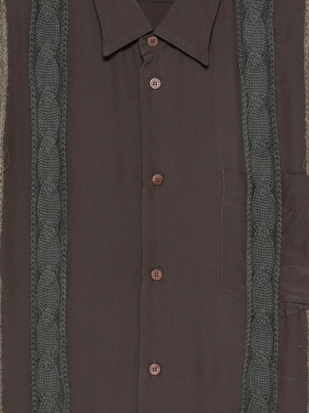 Magliano Cable-knit Panel Shirt In Brown