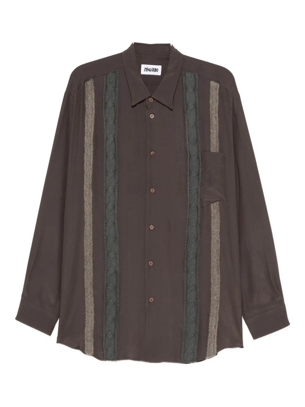 Magliano Cable-knit Panel Shirt In Brown