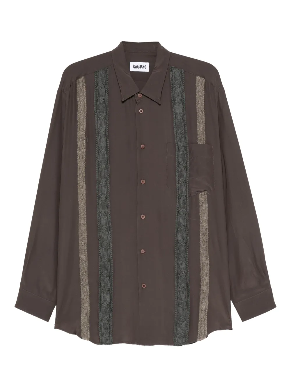 Magliano cable-knit panel shirt | Brown | Image 1