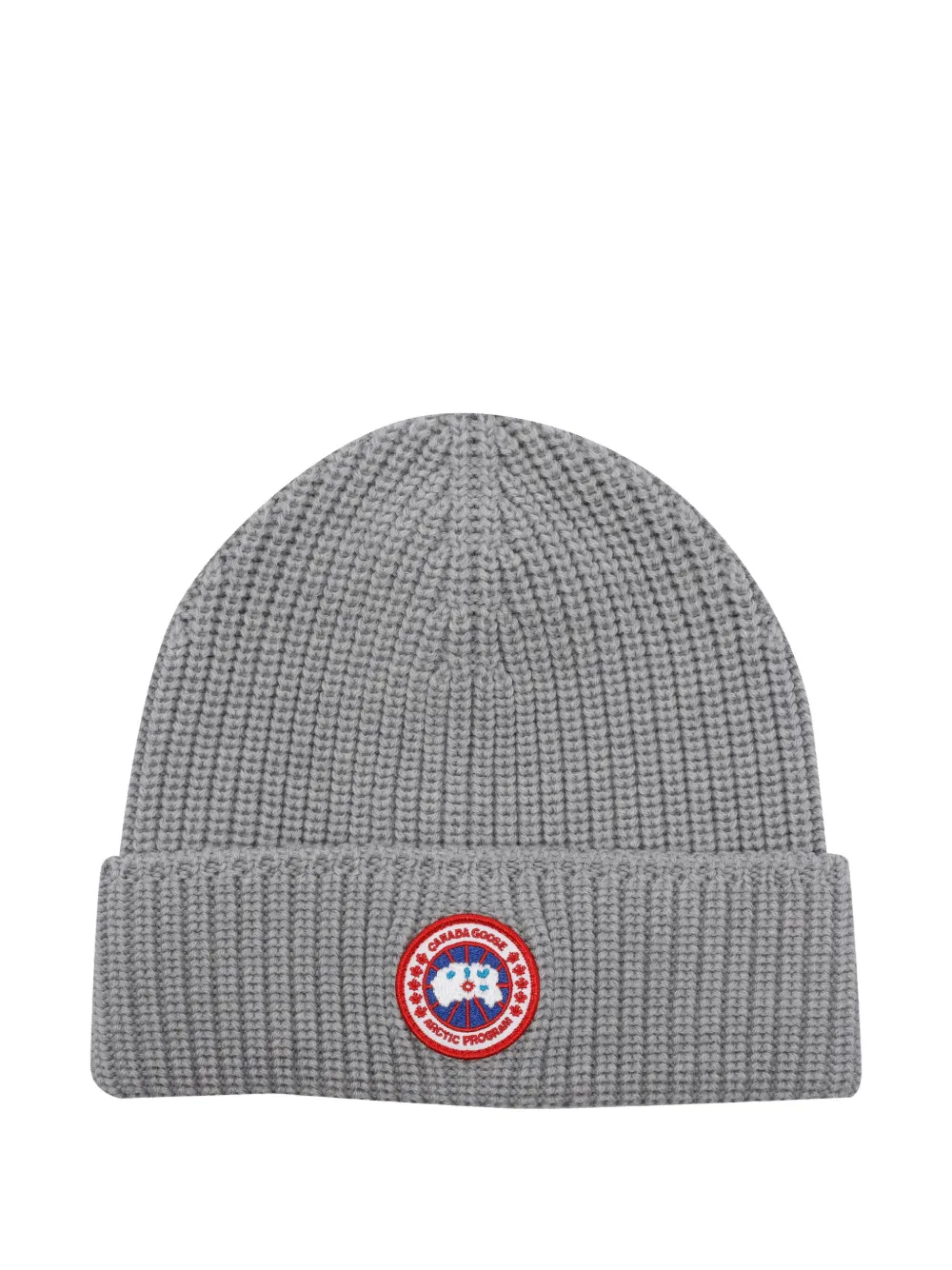 Canada Goose Logo-patch Ribbed Beanie In Gray