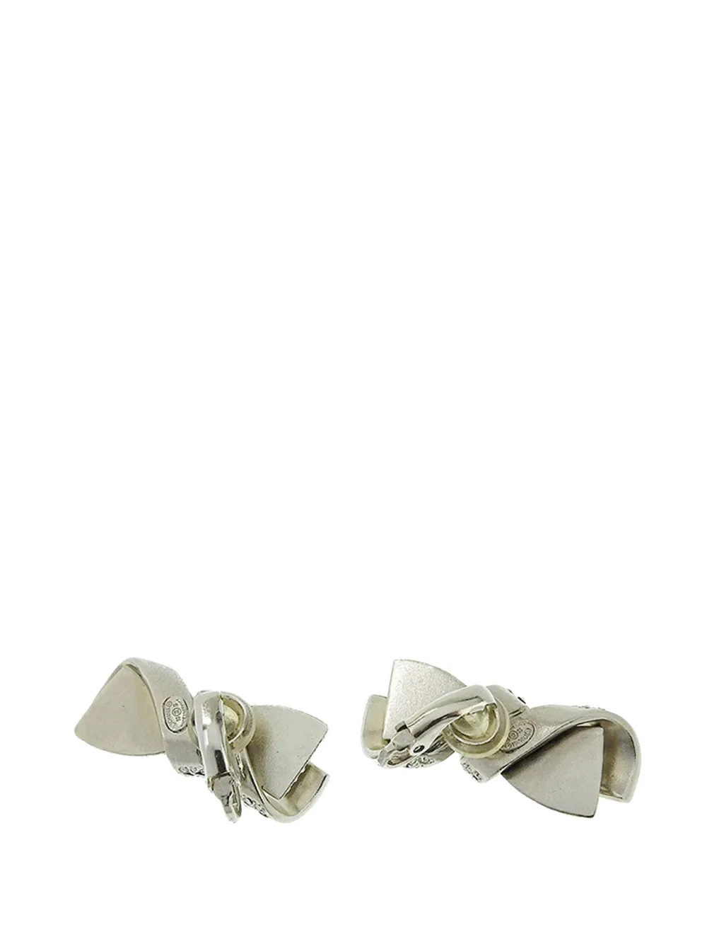 CHANEL Pre-Owned 2016 Silver Rhinestones Ribbon Clip on Earrings costume earrings | Image 2