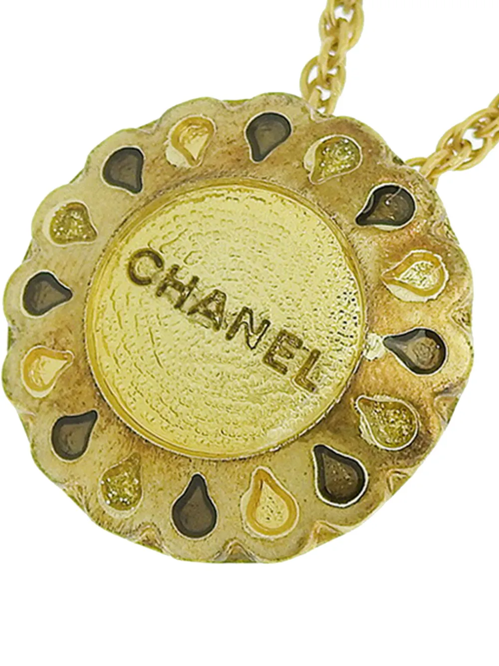 CHANEL Pre-Owned 1999 Gold Plated Logo Ribbon Pendant Necklace costume necklace | Image 2