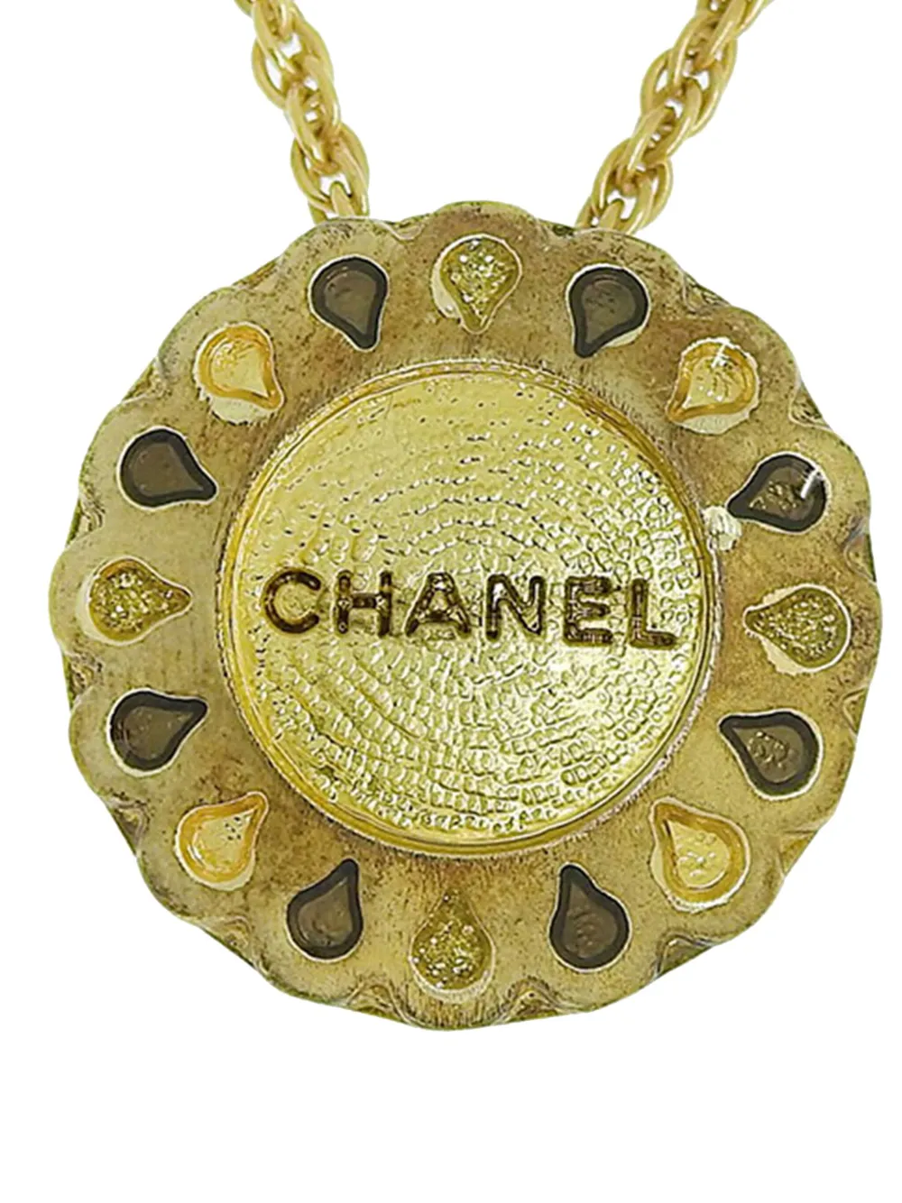 CHANEL Pre-Owned 1999 Gold Plated Logo Ribbon Pendant Necklace costume necklace | Gold | Image 1