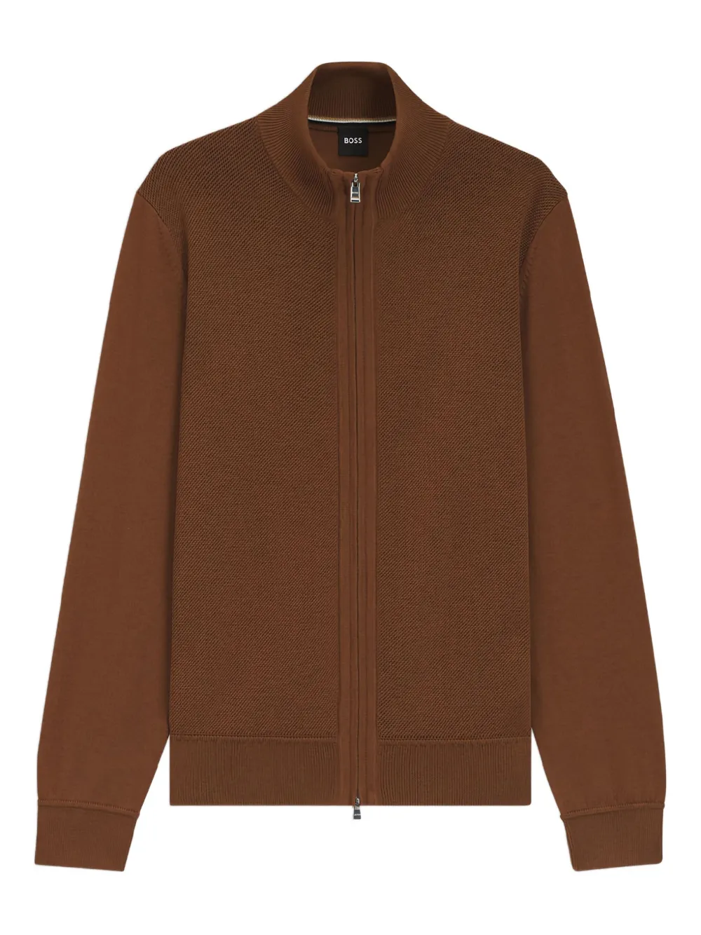 BOSS Vest met rits en textuur Bruin