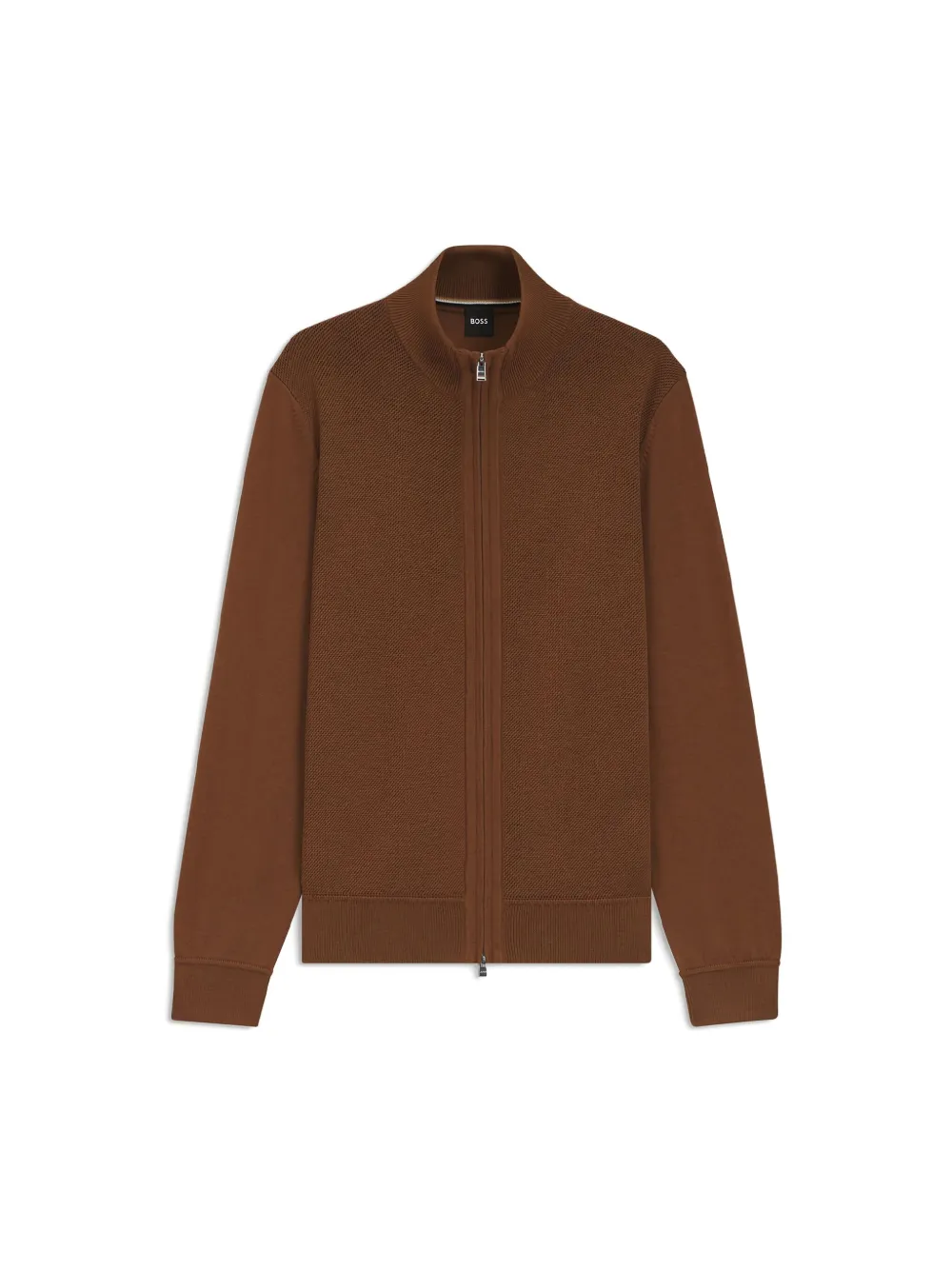 Hugo Boss Textured Zip-up Cardigan In Orange