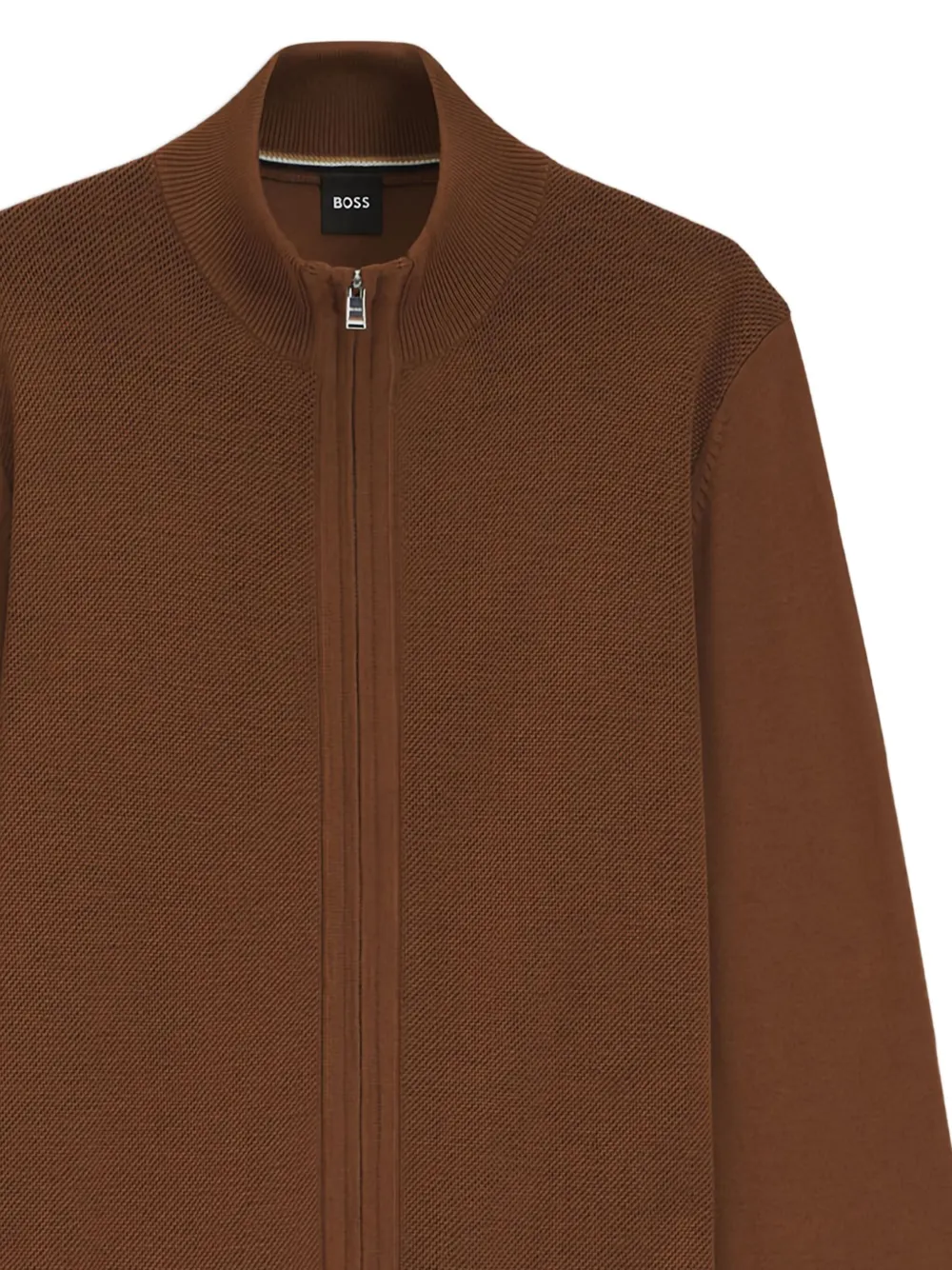 BOSS Vest met rits en textuur Bruin
