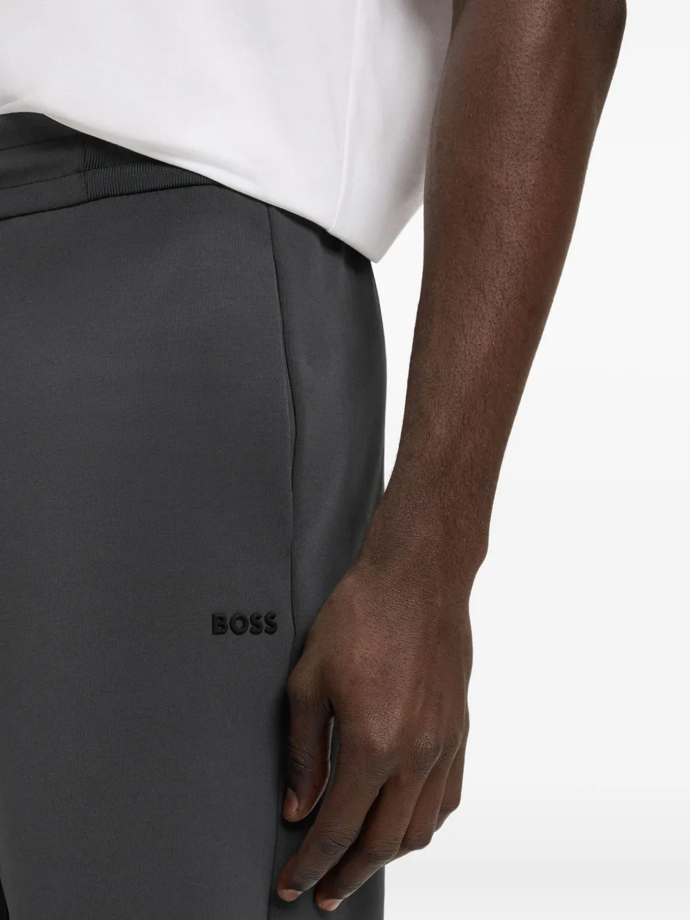 Hugo Boss Drawstring-waist Panelled Track Pants In Gray