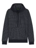BOSS grid-pattern half-zip hoodie - Blue