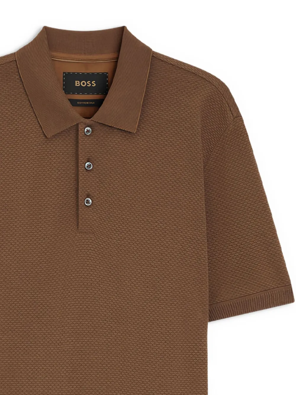 BOSS Poloshirt met textuur - Bruin