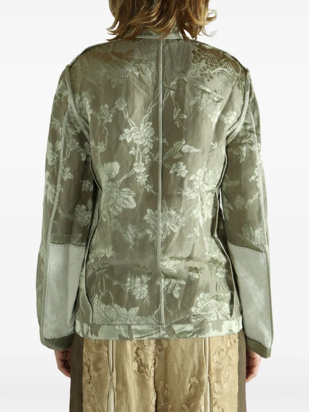 COMMUNS floral-brocade blazer Groen