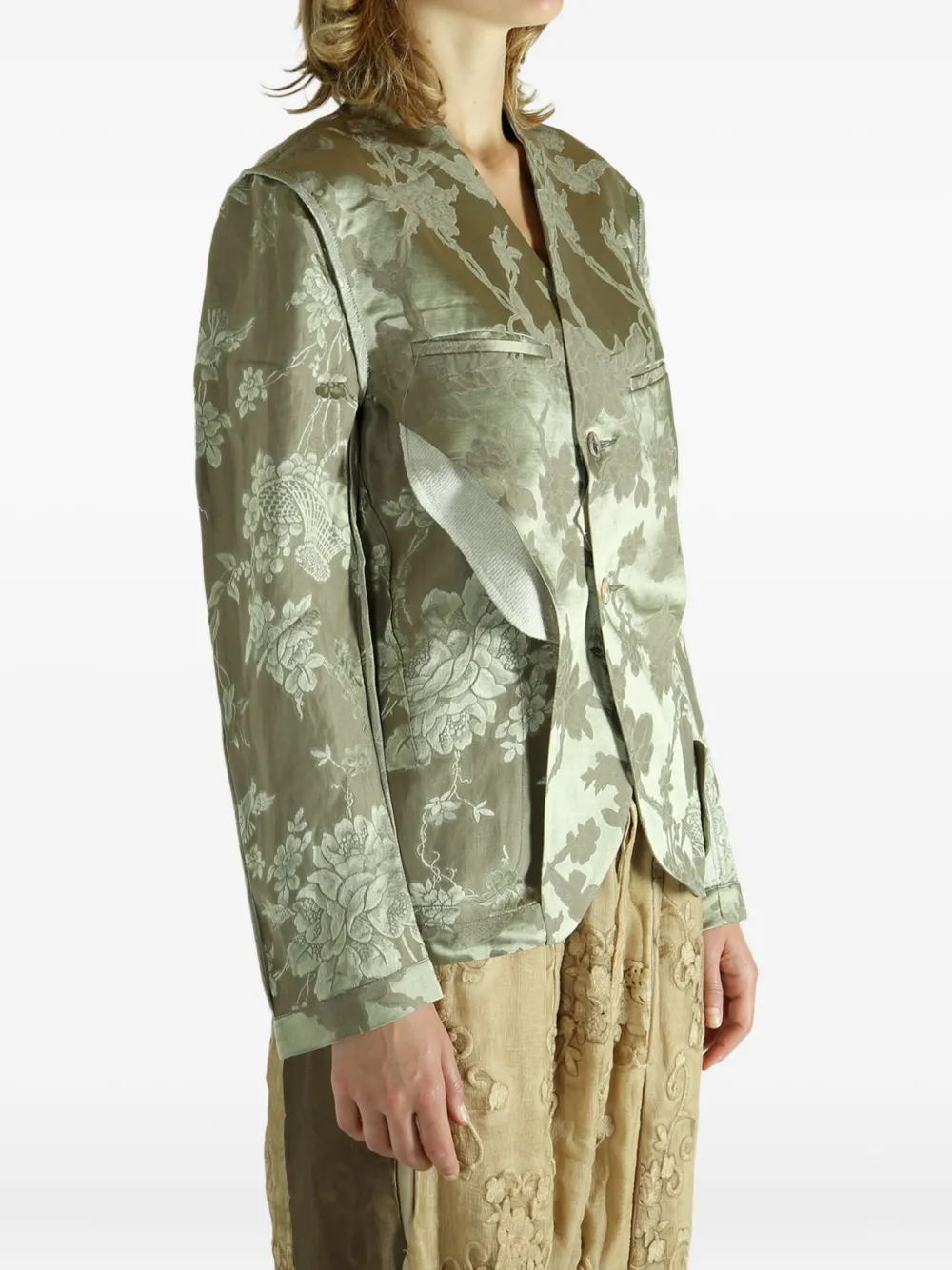 COMMUNS floral-brocade blazer Groen