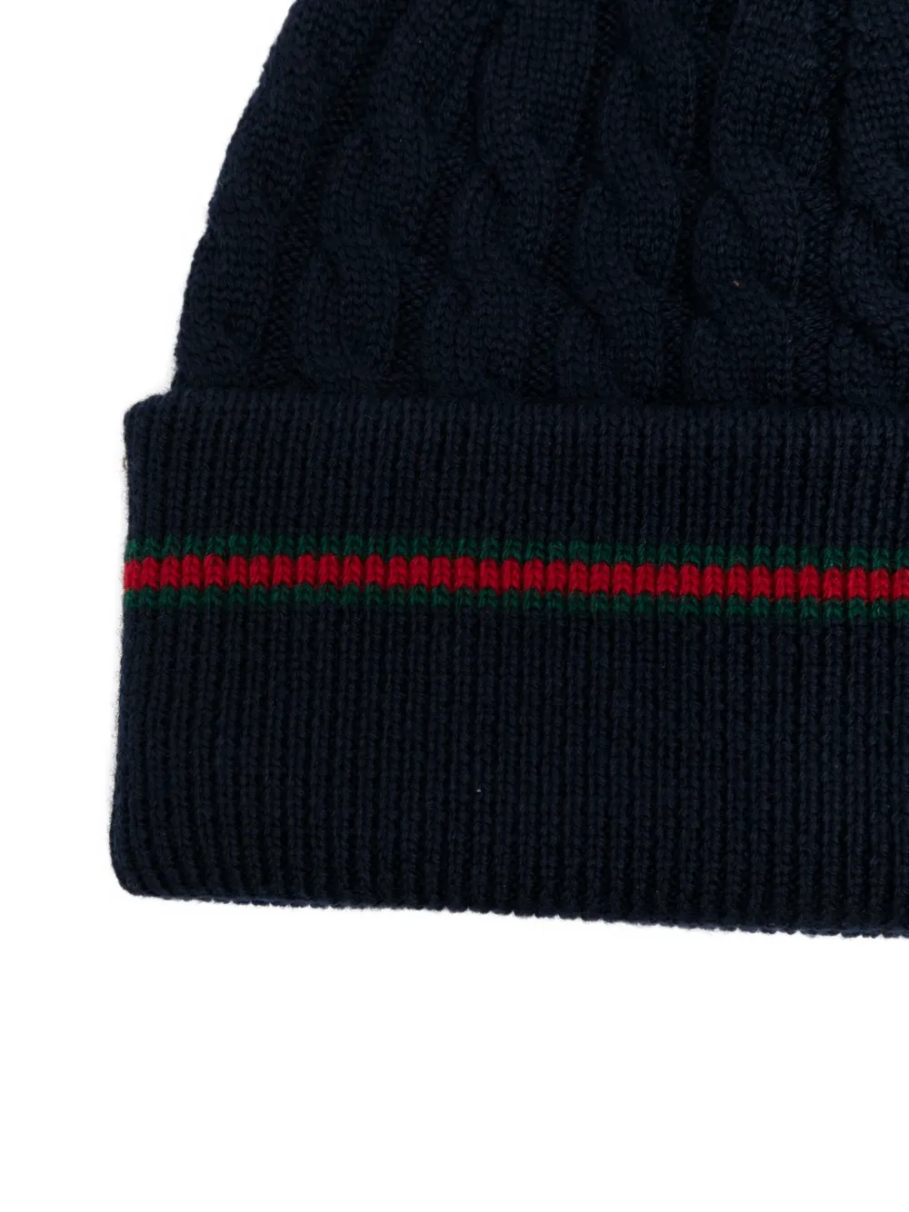 Gucci Kids Kabelgebreide gestreepte muts Blauw