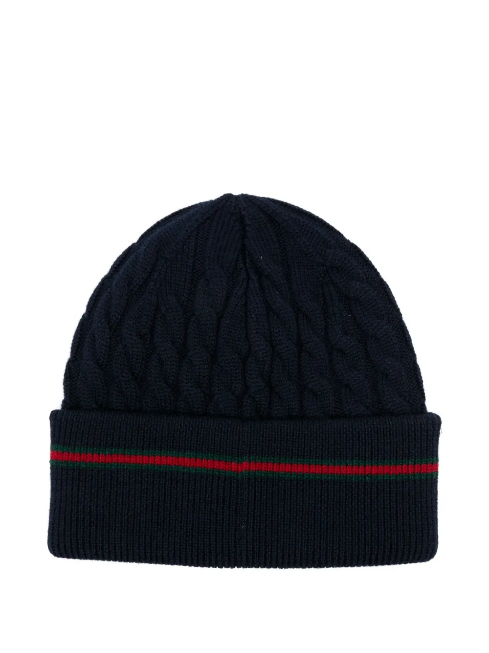 Gucci Kids Kabelgebreide gestreepte muts Blauw
