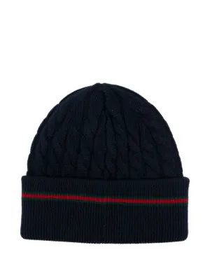 GUCCI ベビーニット帽子 52cm Baby GG cotton hat in blue and ivory | GUCCI® US