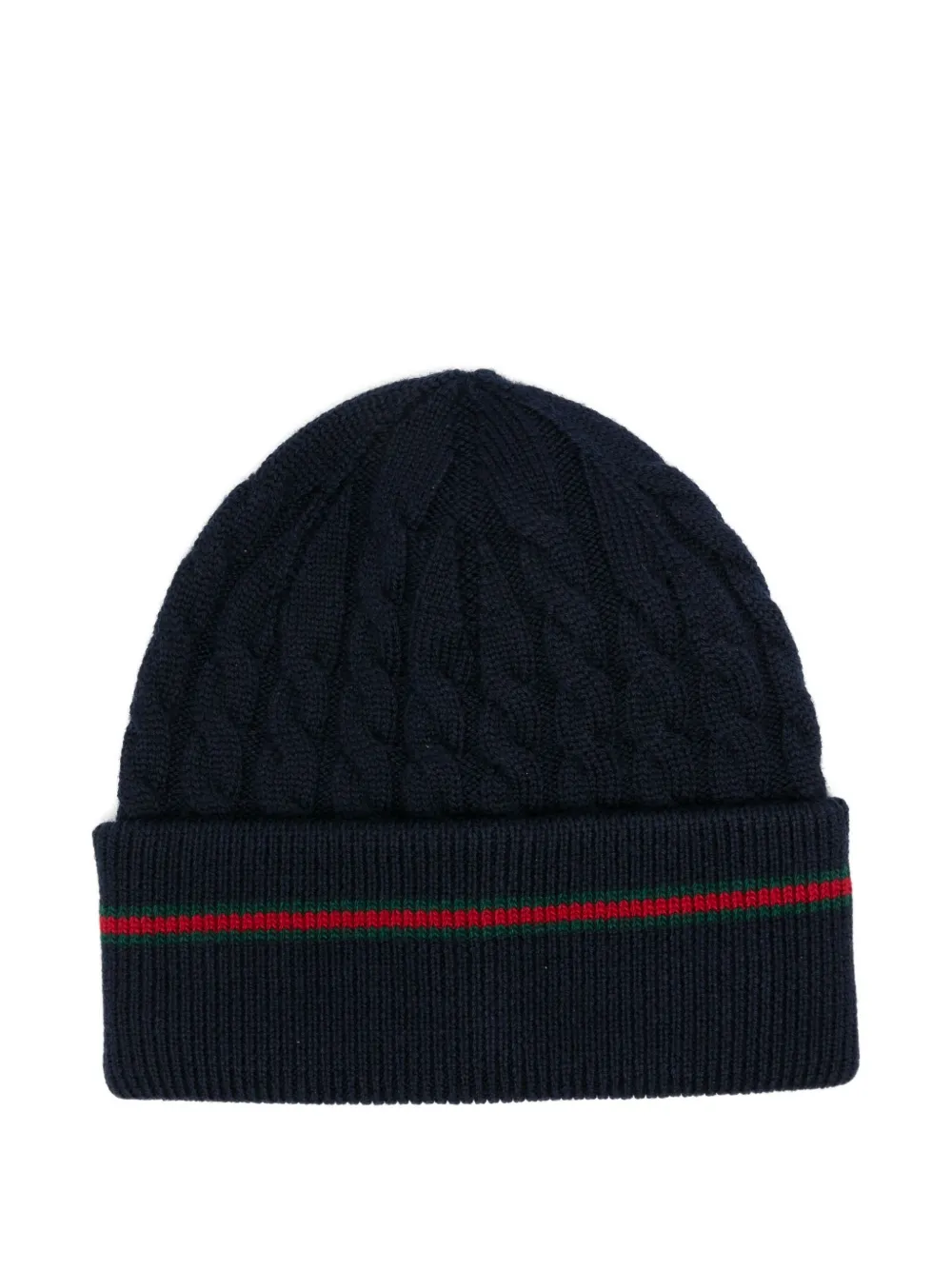 Gucci Kids Kabelgebreide gestreepte muts Blauw