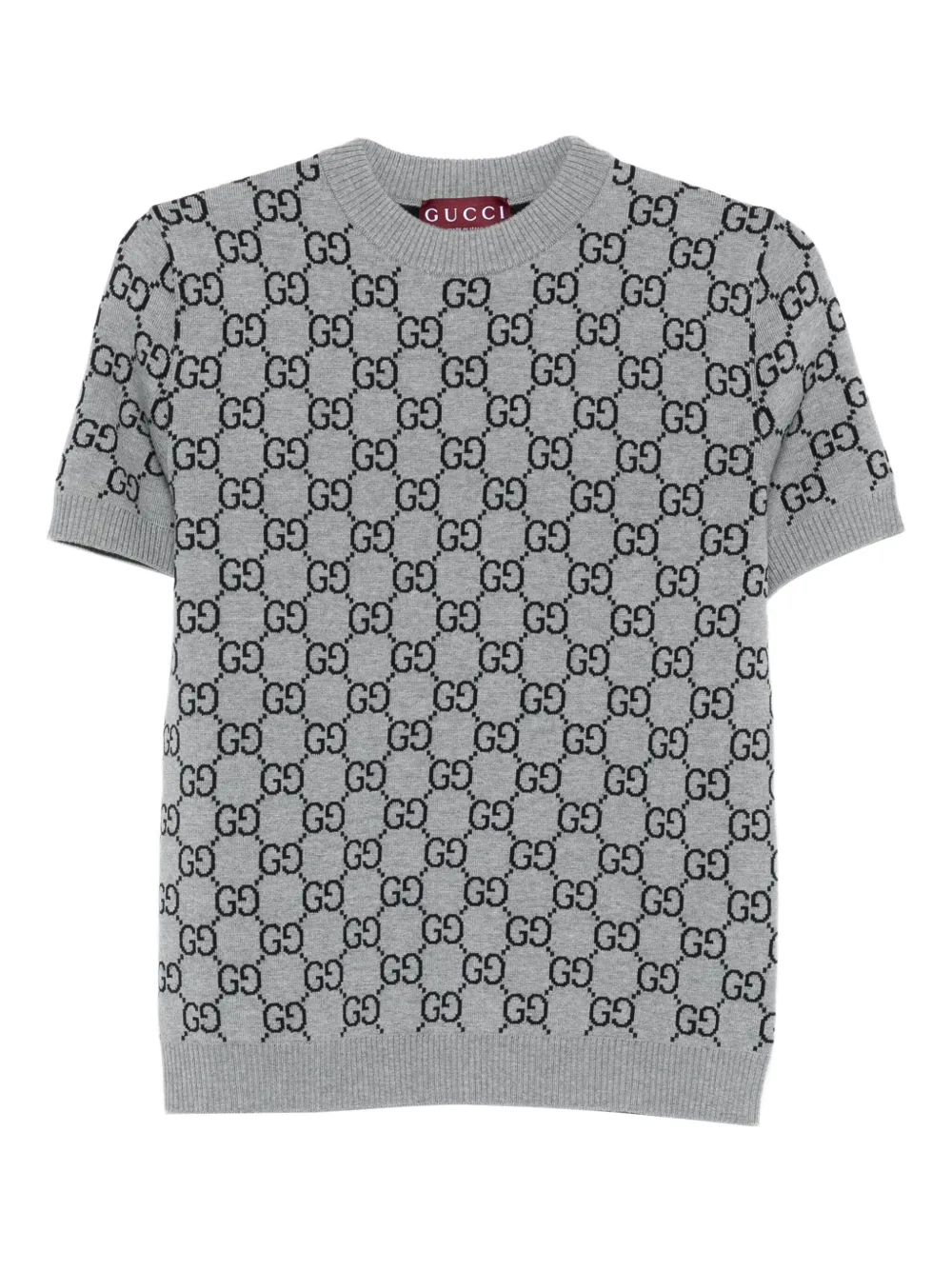 Gucci Gg-pattern Short-sleeve T-shirt In Gray