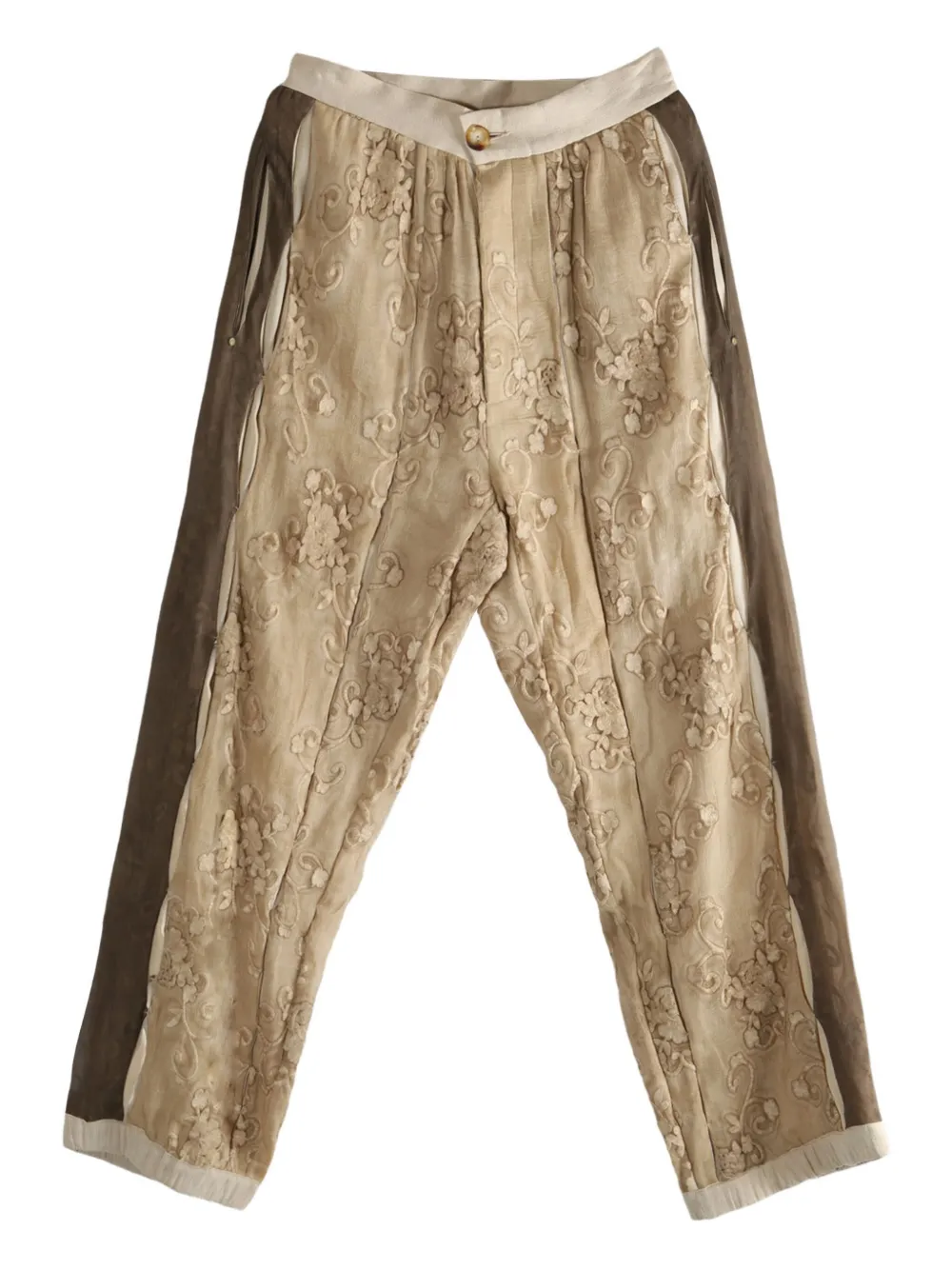 Communs Floral-detail Trousers In Neutral