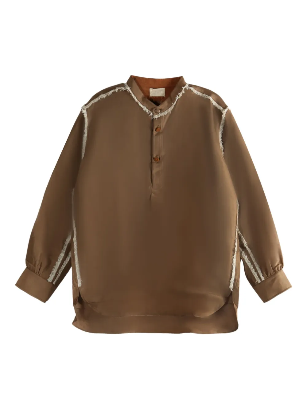 Communs Frayed-detail Blouse In Brown