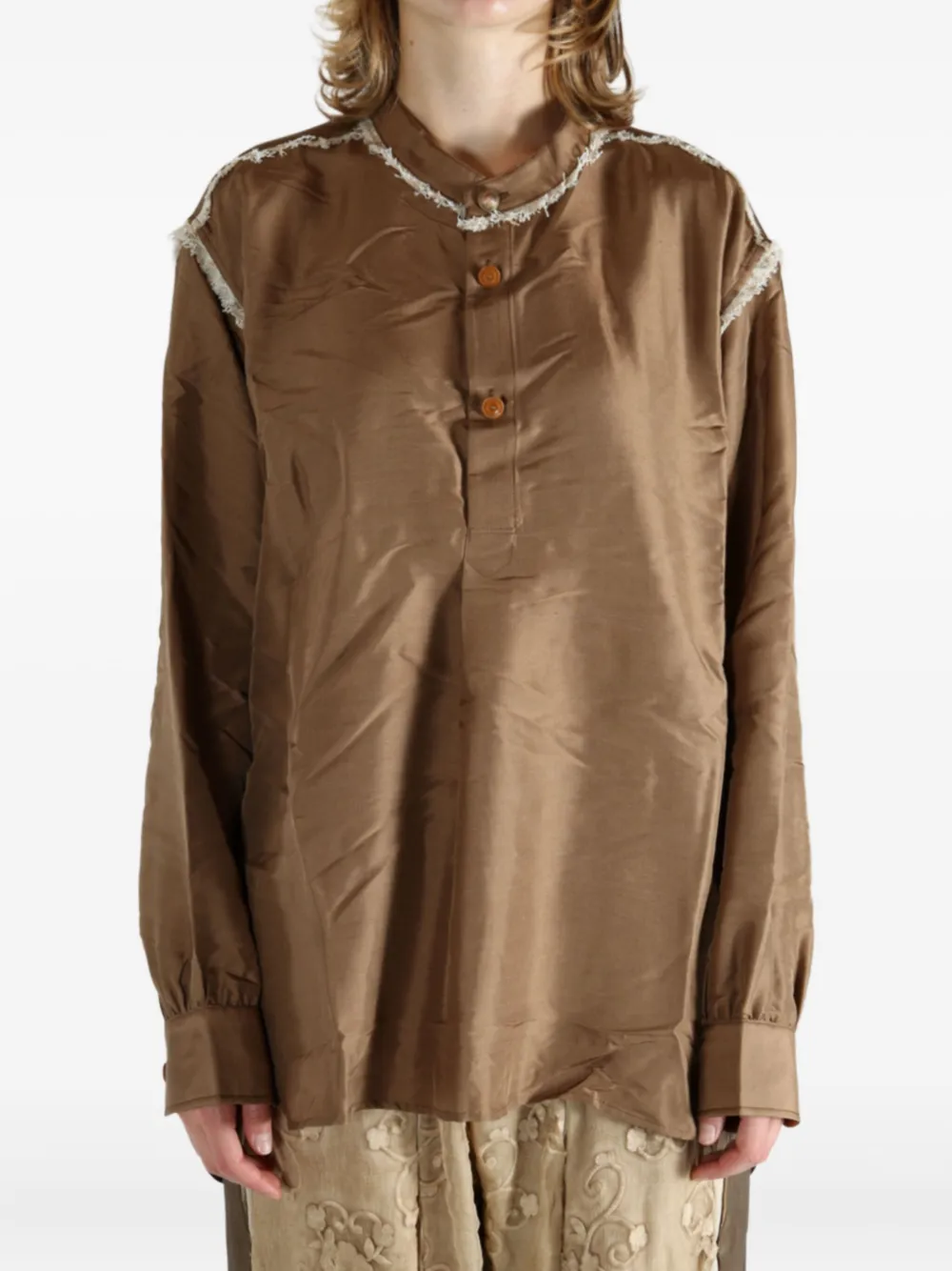 COMMUNS frayed-detail blouse - Bruin