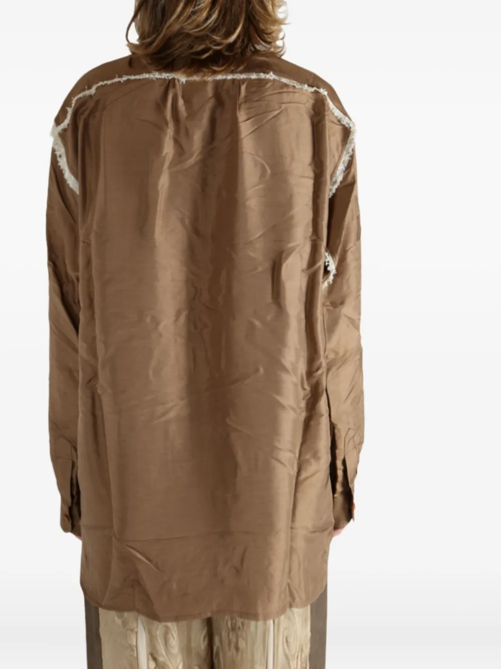 Communs Frayed-detail Blouse In Brown