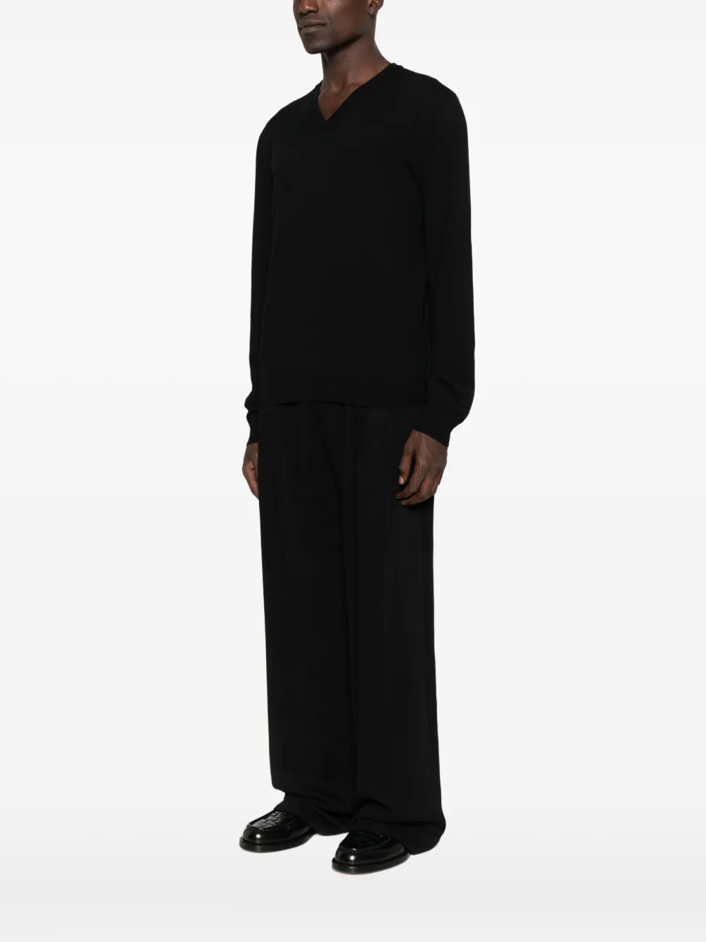 The Row Wollen sweater met V-hals Zwart