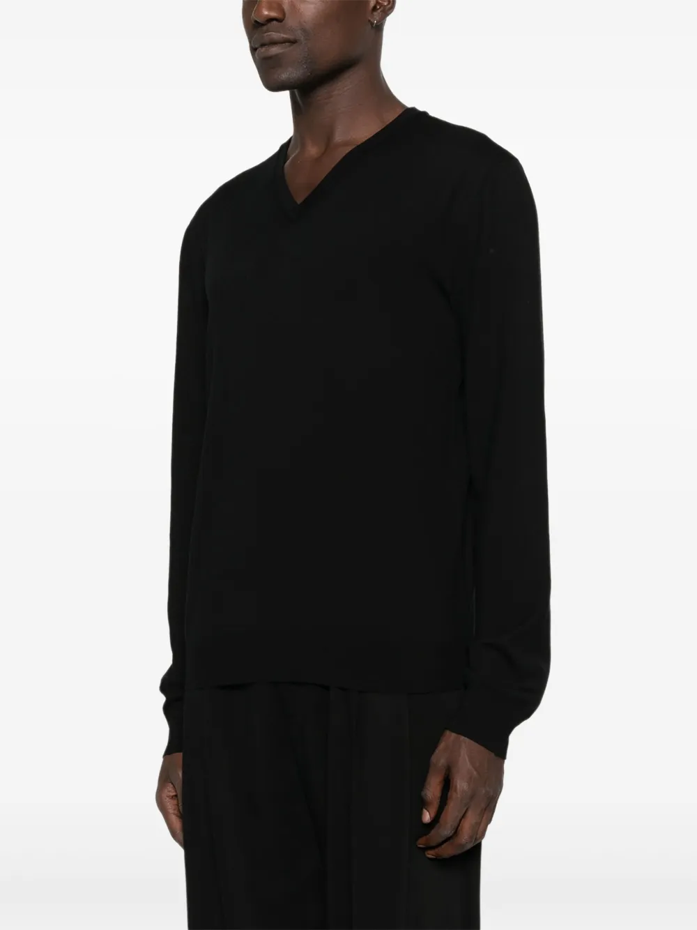  The Row V-neck Wool Sweater - Black 