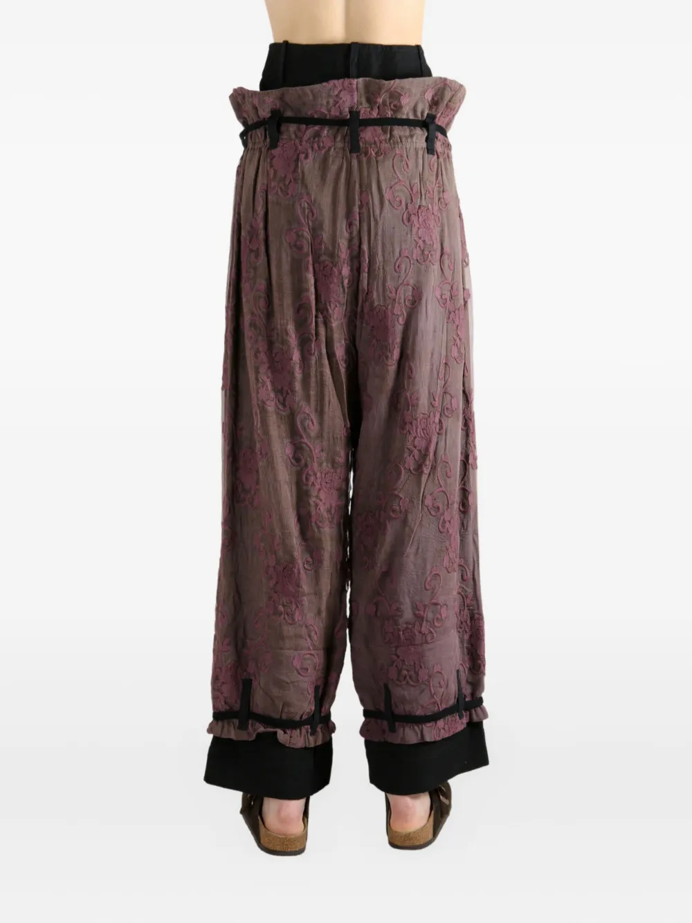 Communs Floral Trousers In Black