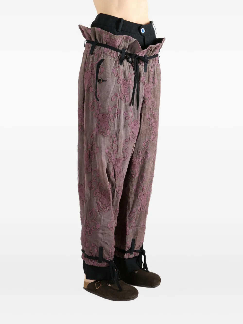 Communs Floral Trousers In Black