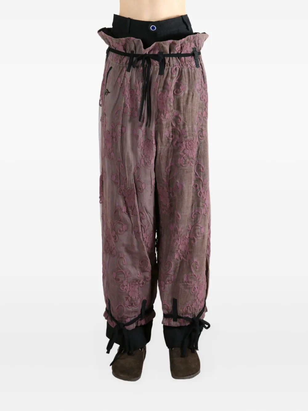 COMMUNS floral trousers - Zwart